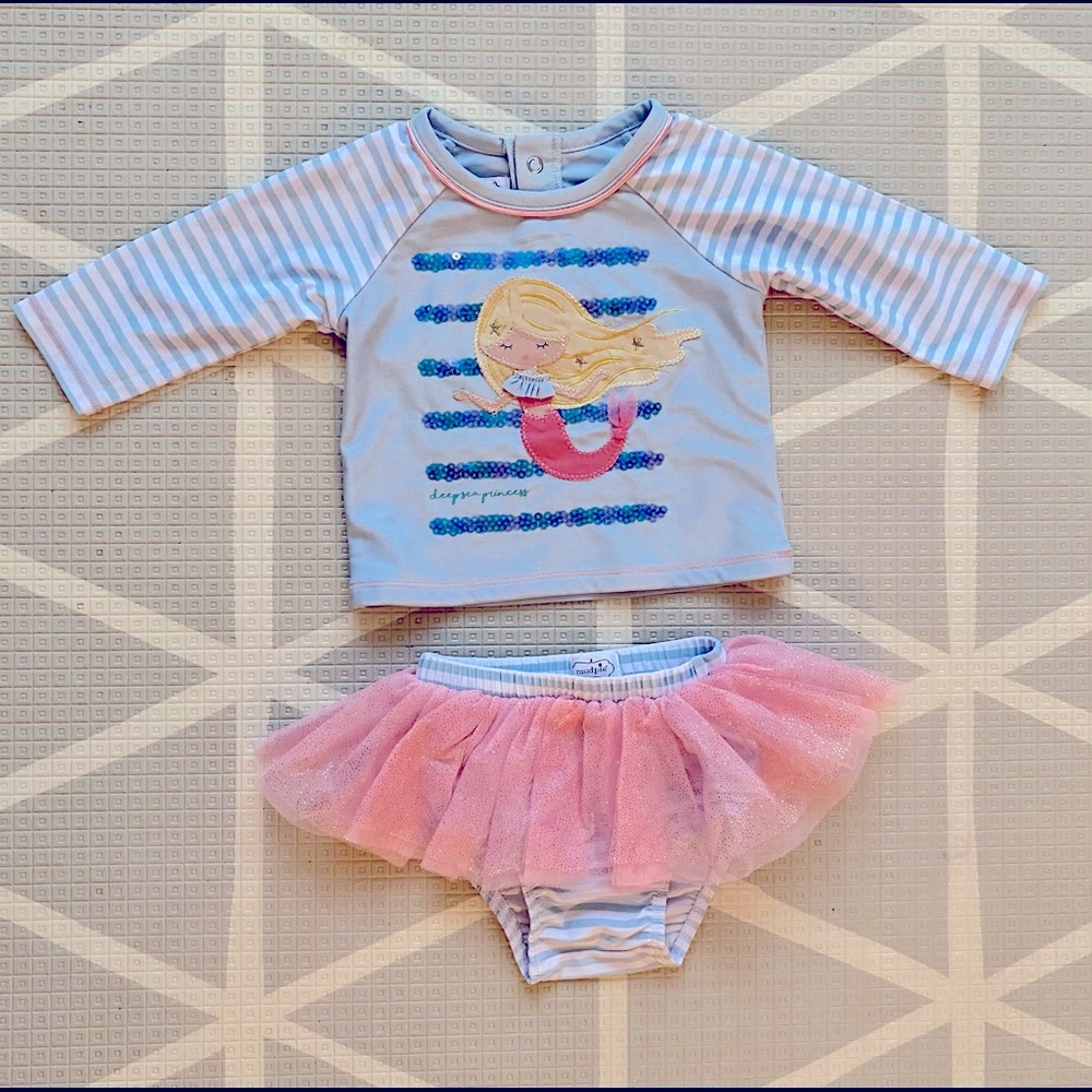 Mud Pie Mermaid, Girls Rashguard swimsuit.